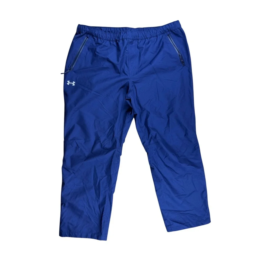 Under Armour Mens XXL Navy Blue Loose Fit Storm Track Pants Ankle Zip Athletic